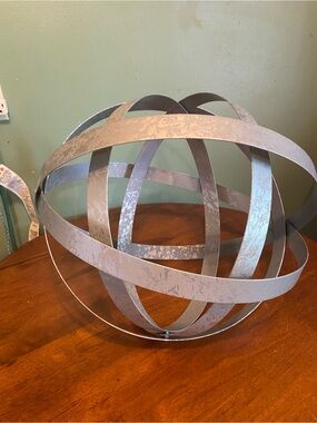 Modern Silver Orb Sculpture Decorative Art - Silver Home Accent